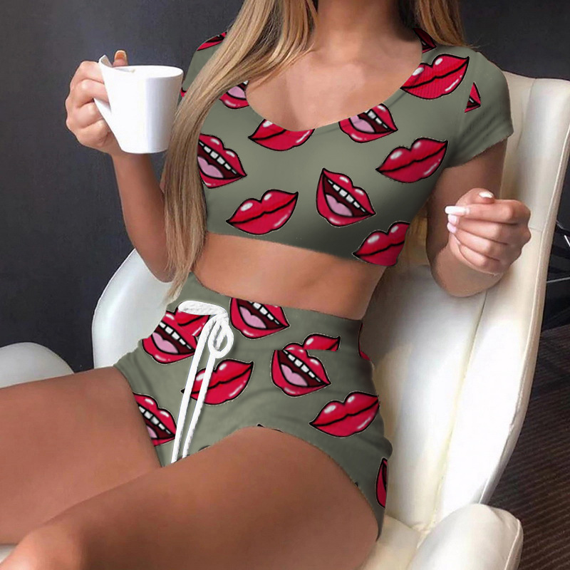 Daily Sleeping Women's Cute Sexy Romantic Floral Cotton Blend Shorts Sets Pajama Sets display picture 4