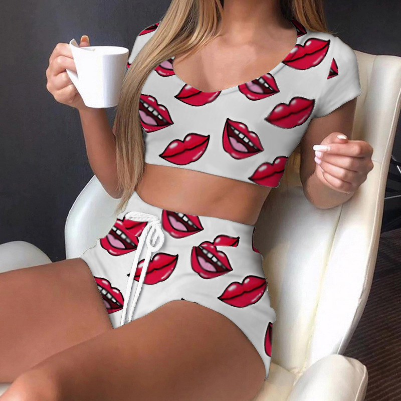 Daily Sleeping Women's Cute Sexy Romantic Floral Cotton Blend Shorts Sets Pajama Sets display picture 3