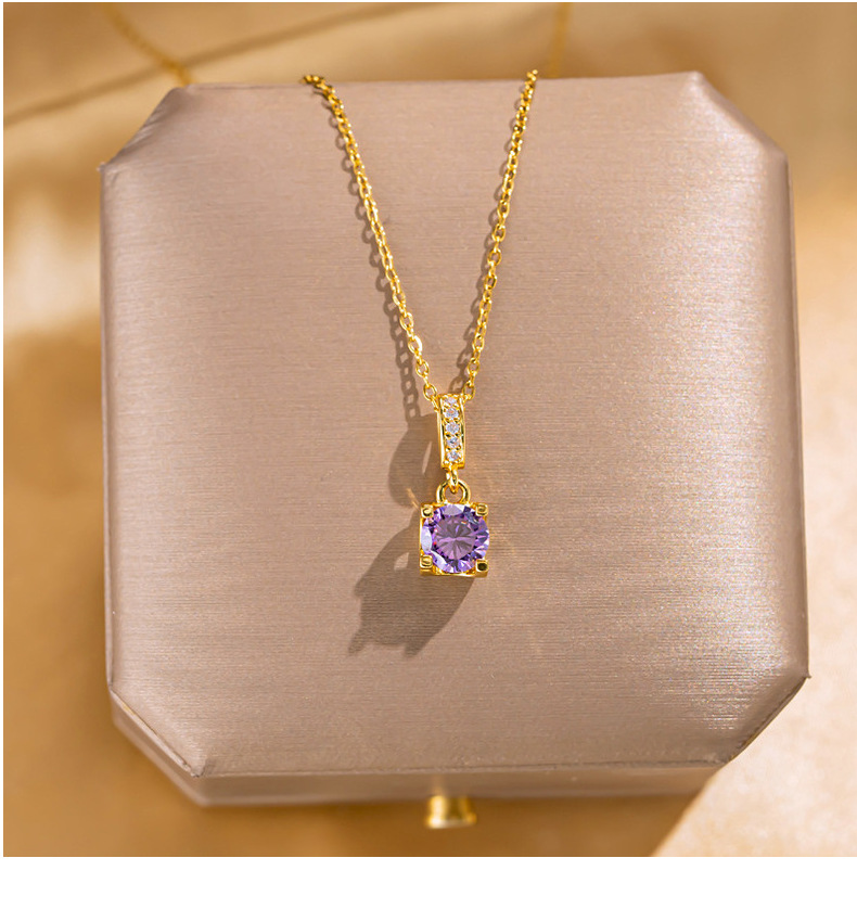 Wholesale Basic Classic Style Geometric 304 Stainless Steel Copper Inlay Zircon Pendant Necklace display picture 3