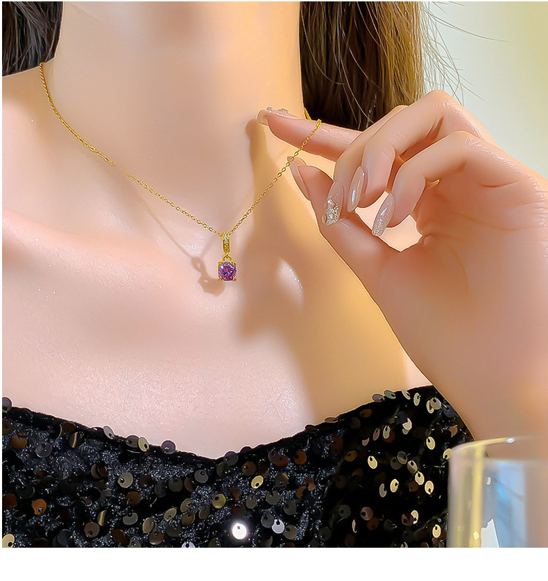 Wholesale Basic Classic Style Geometric 304 Stainless Steel Copper Inlay Zircon Pendant Necklace display picture 4