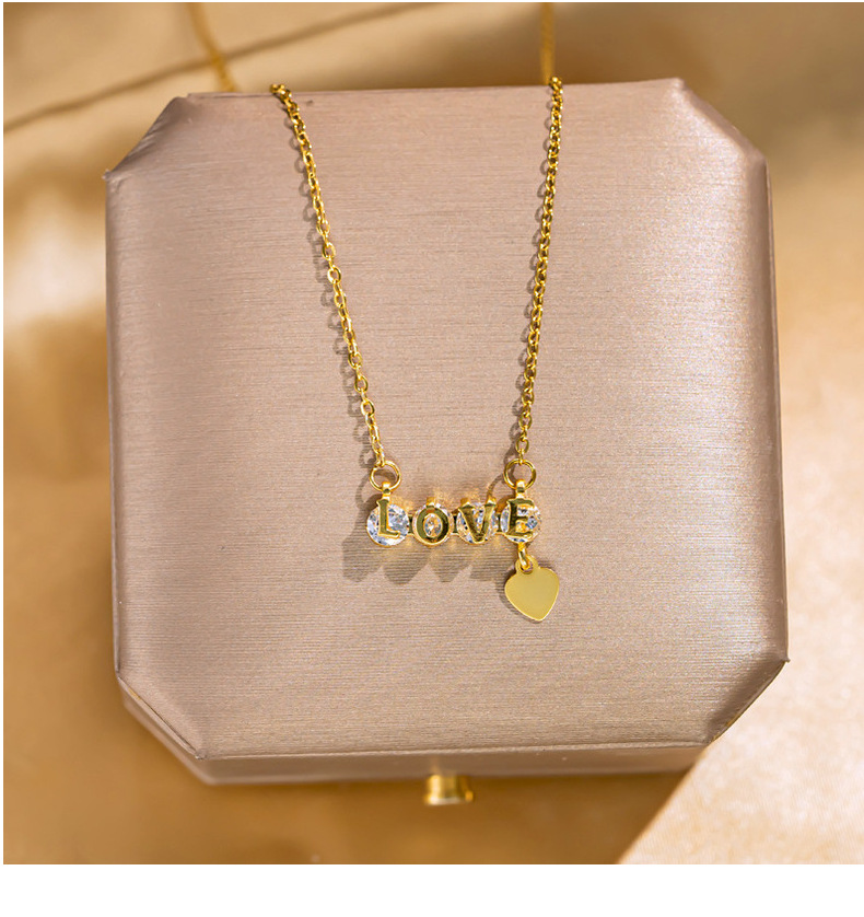 Wholesale Basic Modern Style Letter 304 Stainless Steel Copper Inlay Zircon Pendant Necklace display picture 4