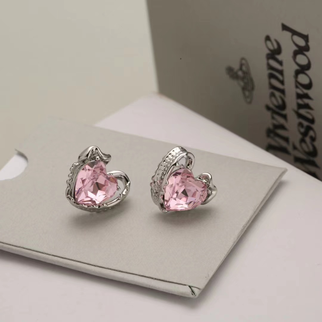 Casual Lady Heart Shape Brass Inlay Zircon Earrings Necklace display picture 2