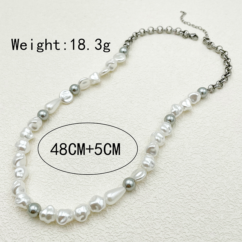 304 Stainless Steel Plastic Elegant Romantic Modern Style Beaded Geometric Beads Necklace display picture 4