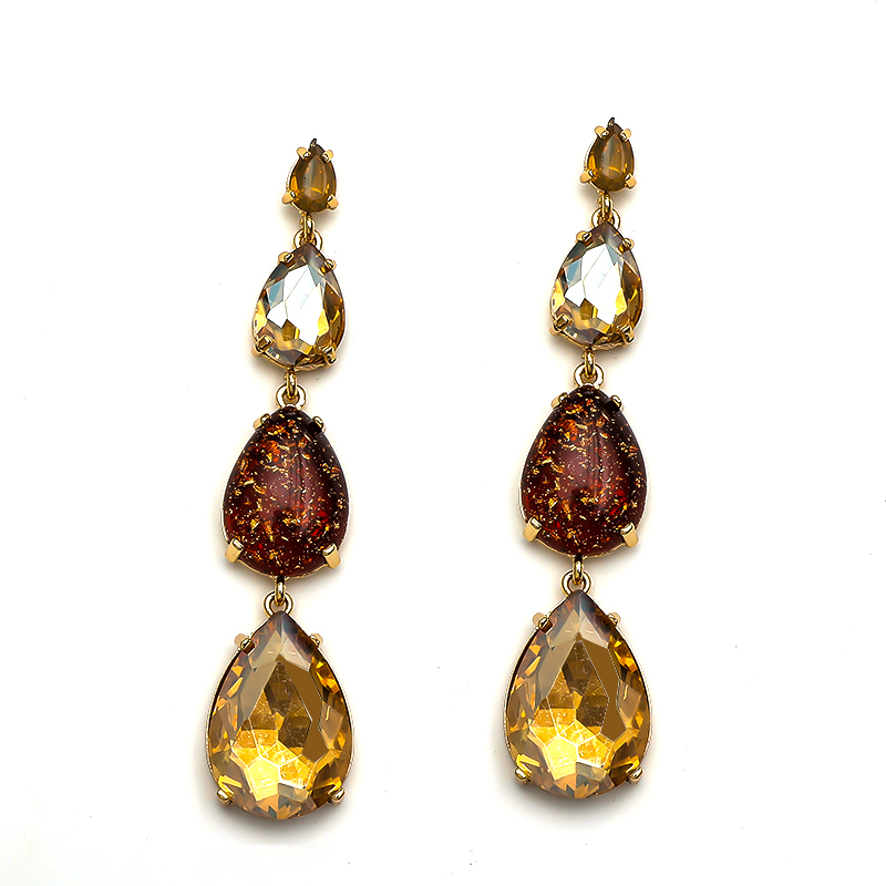 1 Pair Elegant Luxurious Water Droplets Inlay Alloy Rhinestones Gold Plated Drop Earrings display picture 7