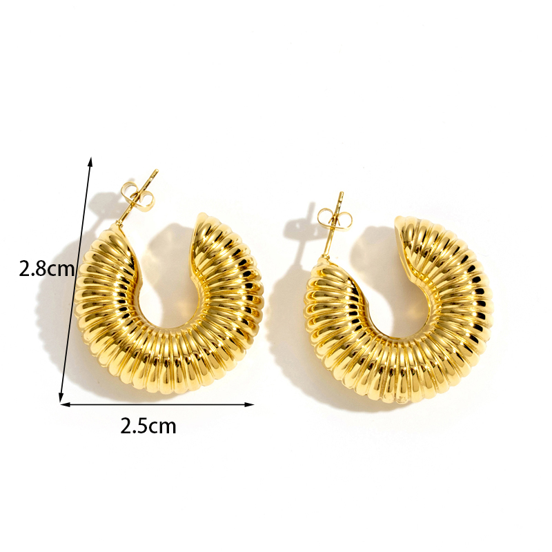 1 Pair Retro Simple Style C Shape Plating Stainless Steel 18k Gold Plated Earrings display picture 2