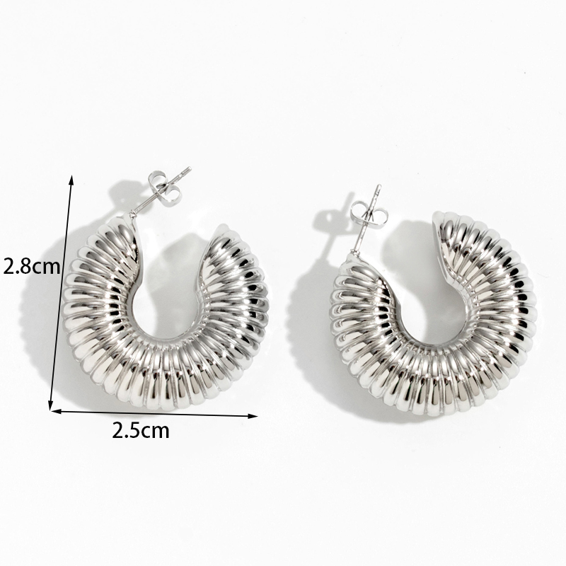 1 Par Retro Estilo Simple Forma De C Enchapado Acero Inoxidable Chapado En Oro De 18 Quilates. Aretes display picture 3