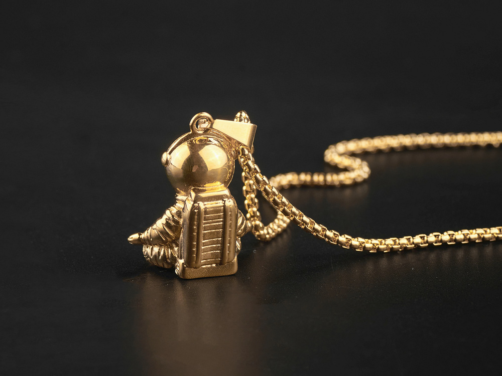 Hip Hop Astronauta Acero Inoxidable 304 Chapados en oro de 18k Unisexo Collar Colgante display picture 4