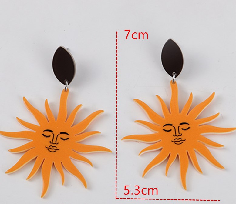 1 Pair Simple Style Sun Printing Arylic Drop Earrings display picture 4