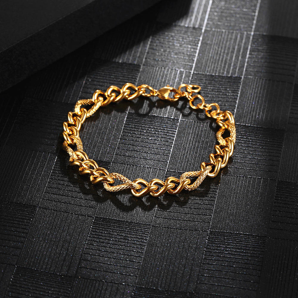 Hip-Hop Classic Style Solid Color 304 Stainless Steel 18K Gold Plated Unisex Bracelets display picture 2