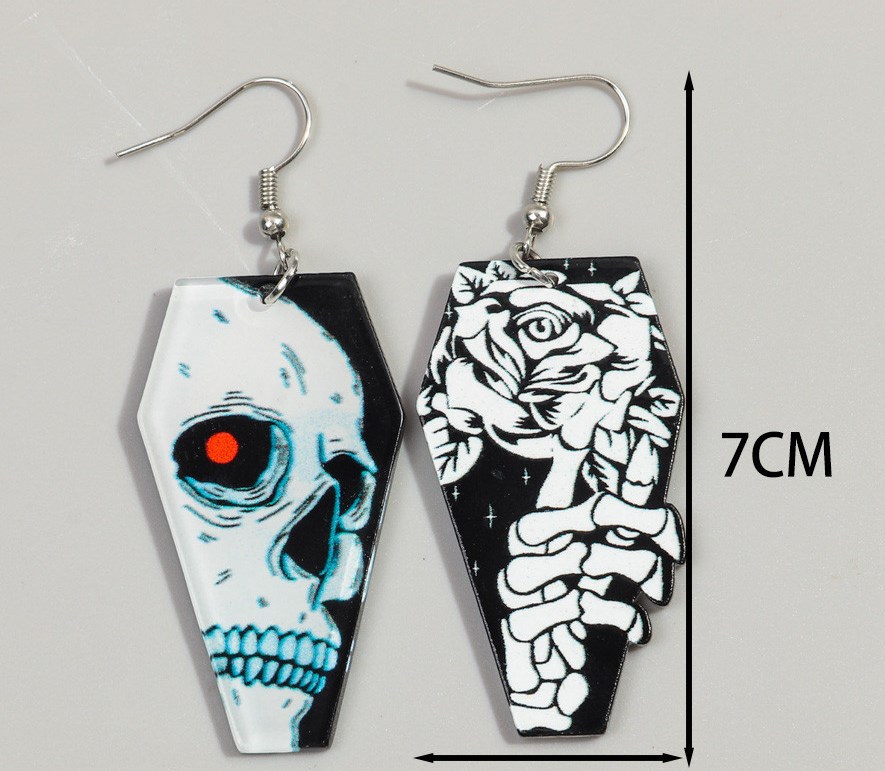 1 Pair Classic Style Skull Printing Arylic Drop Earrings display picture 6