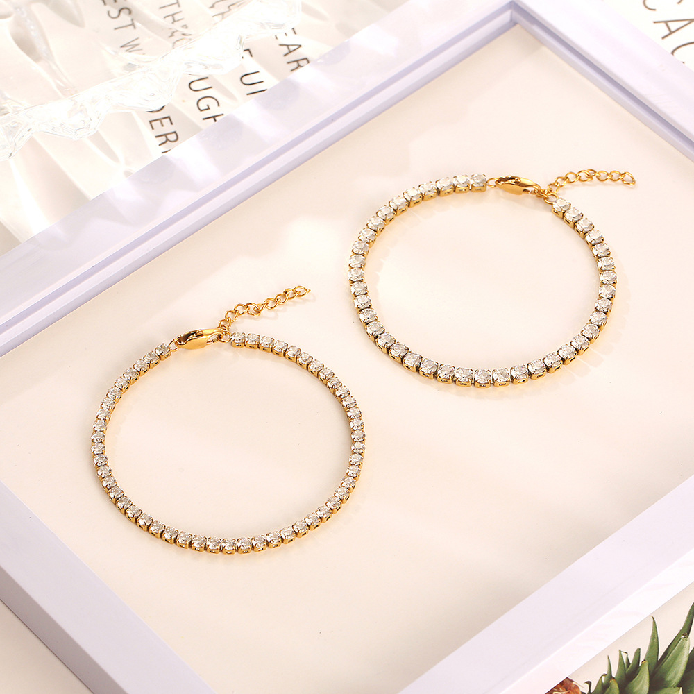 Casual Modern Style Solid Color 304 Stainless Steel 18K Gold Plated Zircon Bracelets In Bulk display picture 1