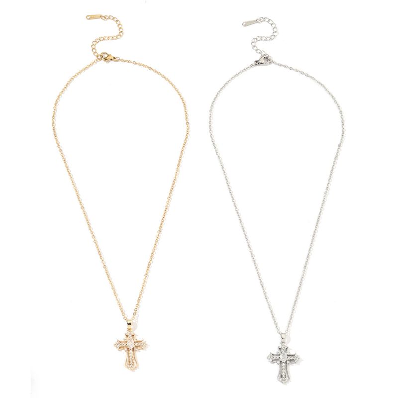 Copper Luxurious Plating Inlay Cross Zircon Pendant Necklace display picture 8
