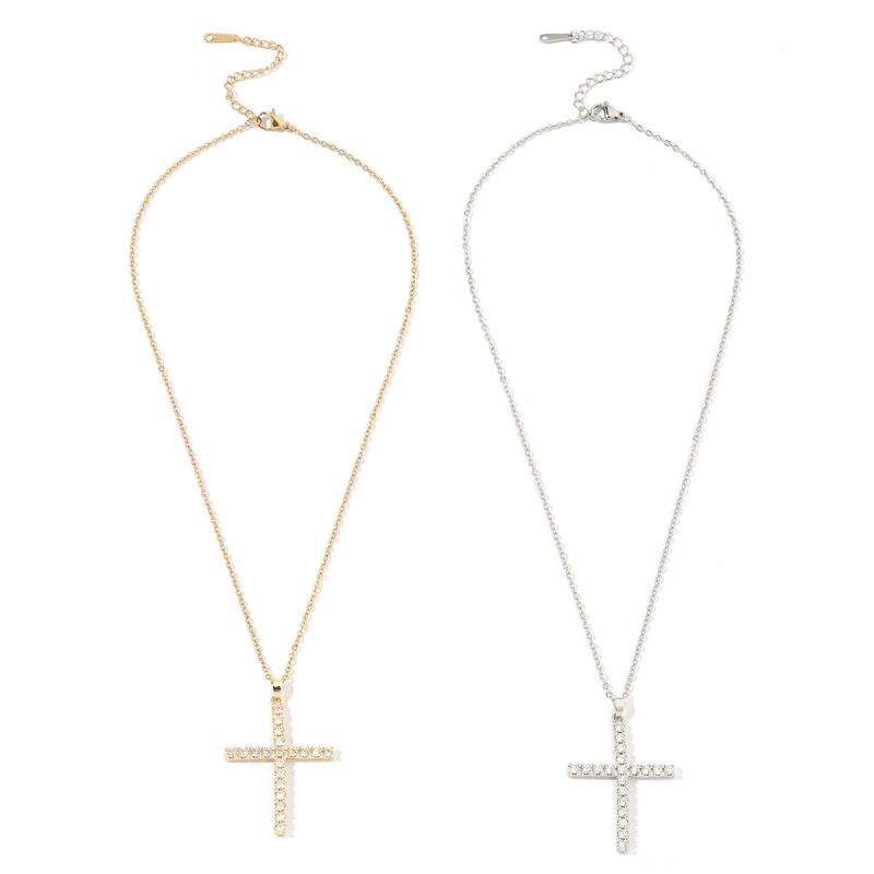 Copper Luxurious Plating Inlay Cross Zircon Pendant Necklace display picture 9
