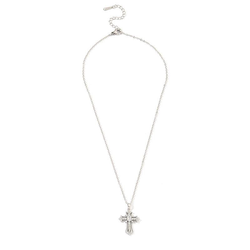 Copper Luxurious Plating Inlay Cross Zircon Pendant Necklace display picture 4