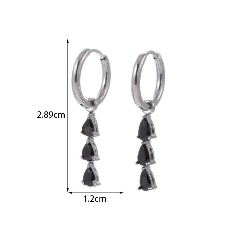 1 Pair Vintage Style French Style Simple Style Geometric Tassel Flower Plating Inlay Stainless Steel Zircon 18k Gold Plated Drop Earrings display picture 1