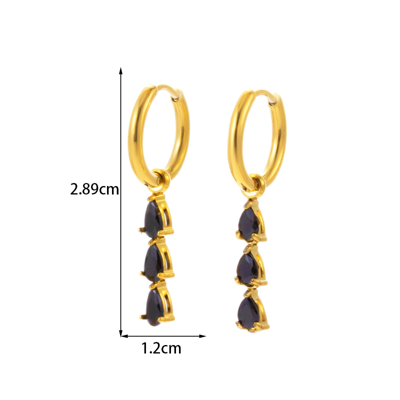 1 Pair Vintage Style French Style Simple Style Geometric Tassel Flower Plating Inlay Stainless Steel Zircon 18k Gold Plated Drop Earrings display picture 2