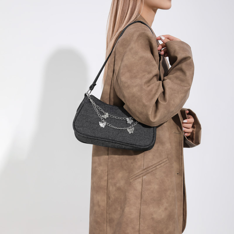 Women's All Seasons Denim Butterfly Streetwear Square Flip Cover Shoulder Bag Underarm Bag display picture 1