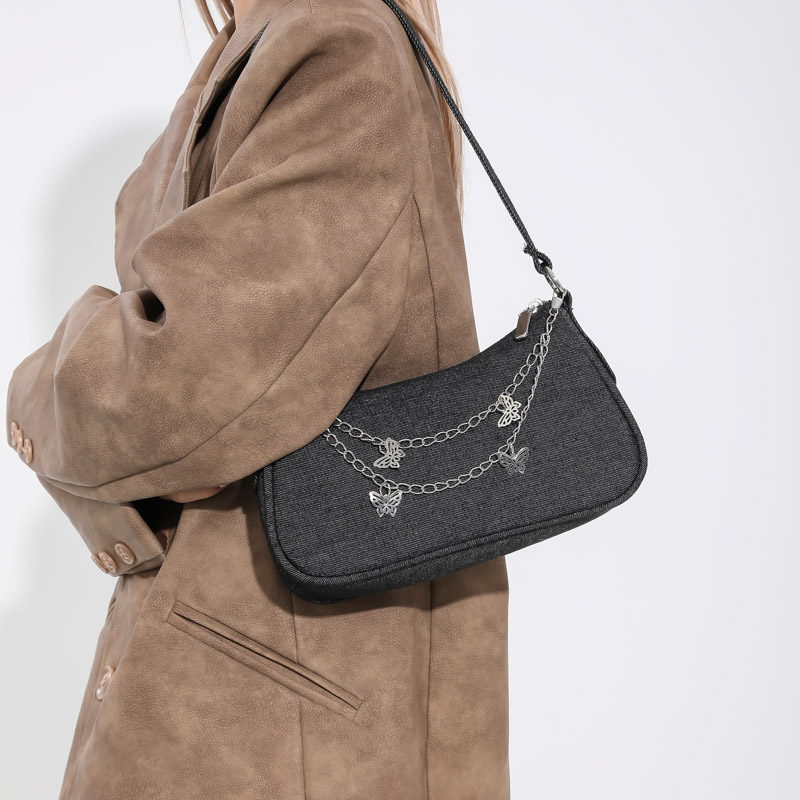 Women's All Seasons Denim Butterfly Streetwear Square Flip Cover Shoulder Bag Underarm Bag display picture 7