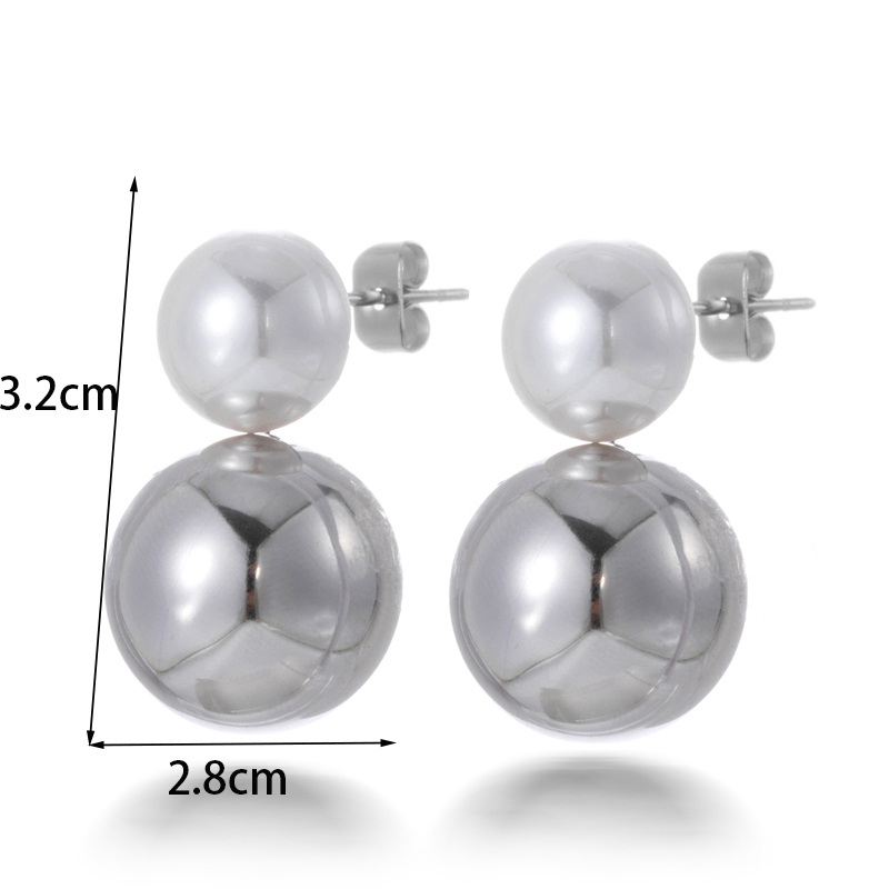 1 Paar Französische Art Einfacher Stil Koreanische Art Geometrisch Runden Perle Überzug Rostfreier Stahl 18 Karat Vergoldet Ohrringe display picture 9