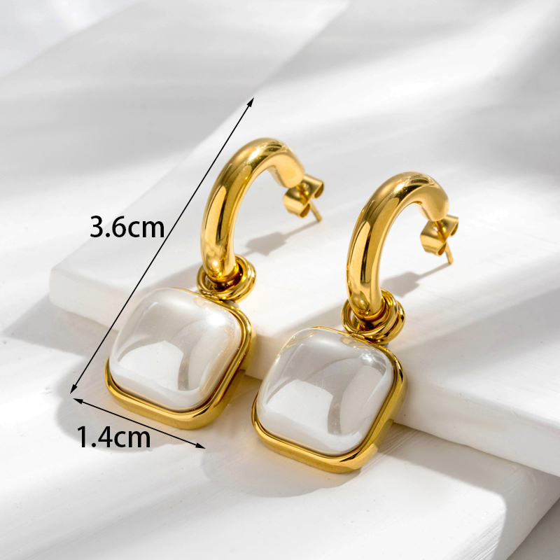 1 Paar Französische Art Einfacher Stil Koreanische Art Geometrisch Runden Perle Überzug Rostfreier Stahl 18 Karat Vergoldet Ohrringe display picture 3