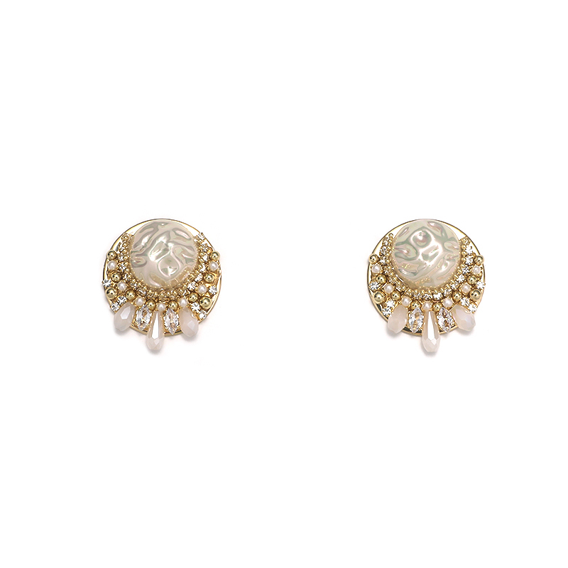 1 Pair Elegant Geometric Inlay Alloy Pearl Zircon Gold Plated Ear Studs display picture 1