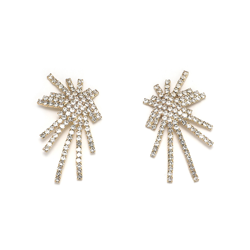 1 Paire Décontractée Style Simple Vêtement De Rue Géométrique Incruster Alliage Strass Plaqué Or Boucles D'oreilles display picture 1