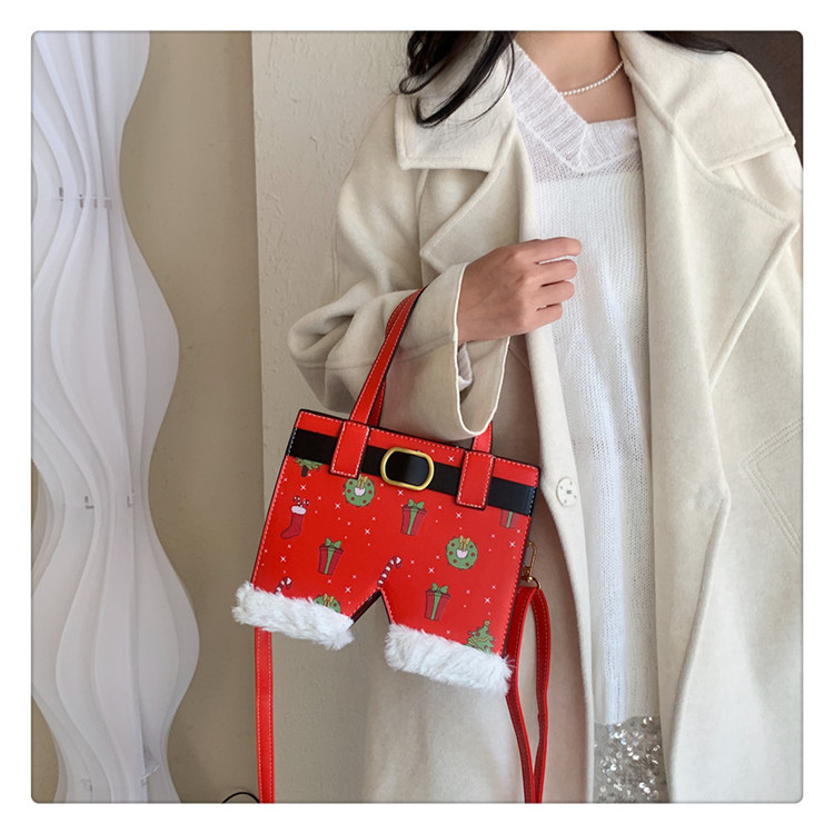 Women's All Seasons Pu Leather Christmas Socks Cute Square Zipper Handbag display picture 5