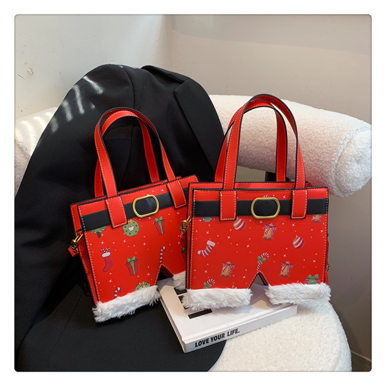 Women's All Seasons Pu Leather Christmas Socks Cute Square Zipper Handbag display picture 6