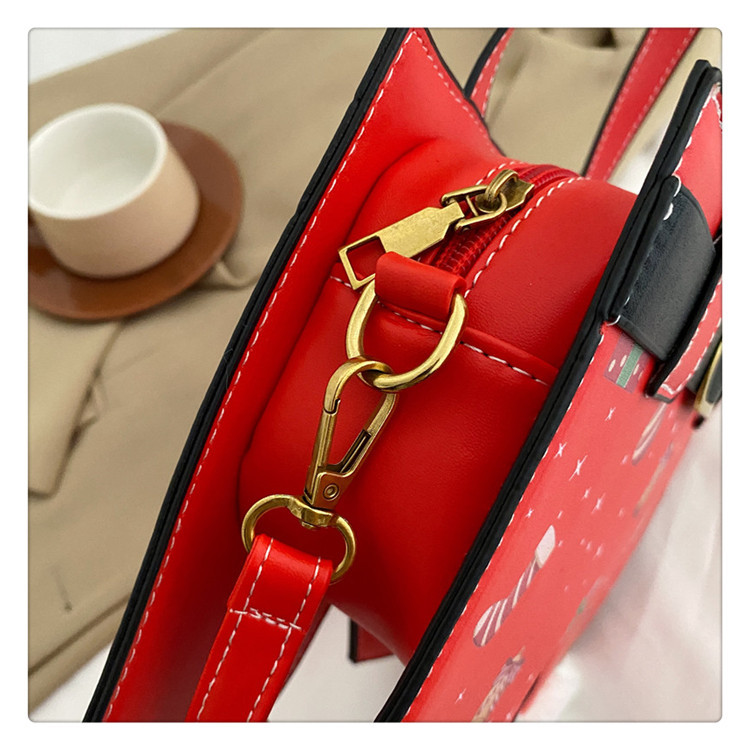 Women's All Seasons Pu Leather Christmas Socks Cute Square Zipper Handbag display picture 9