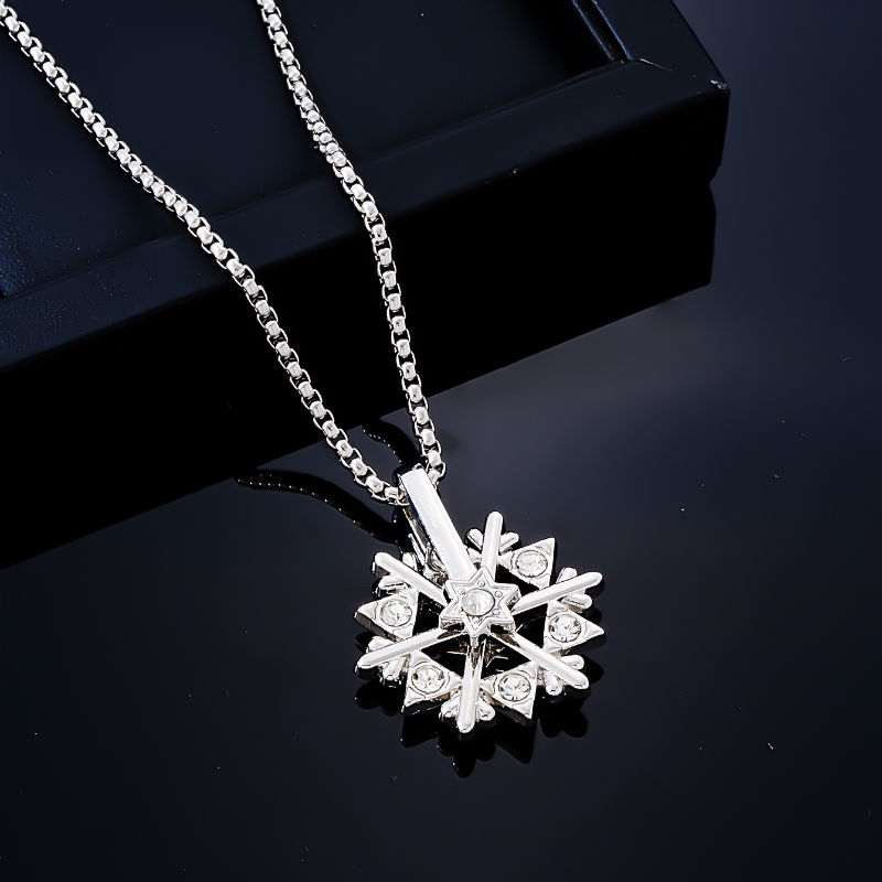 Wholesale Simple Style Snowflake Stainless Steel Alloy Titanium Steel Plating Inlay Zircon Necklace Pendant display picture 3