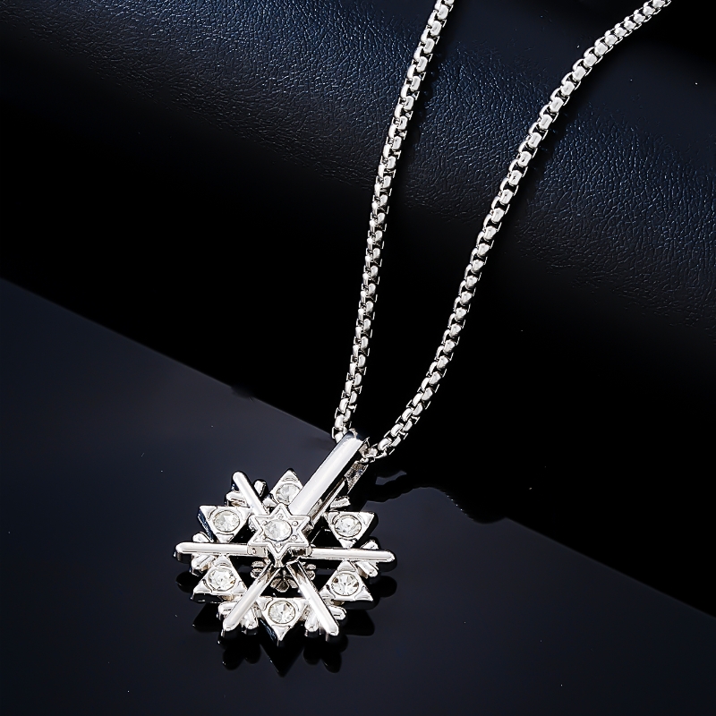 Wholesale Simple Style Snowflake Stainless Steel Alloy Titanium Steel Plating Inlay Zircon Necklace Pendant display picture 2