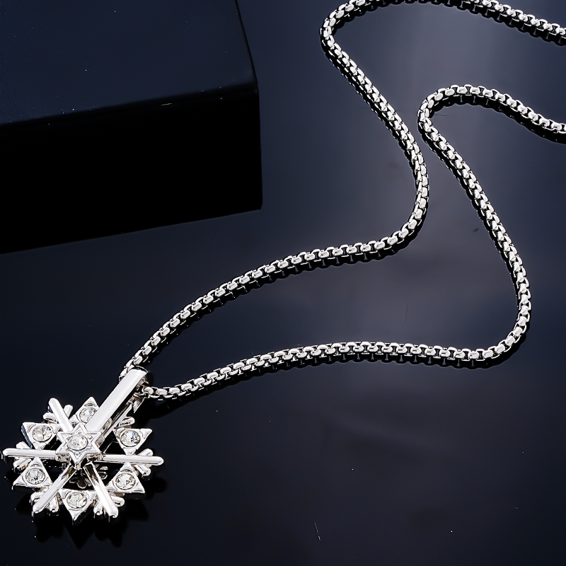 Wholesale Simple Style Snowflake Stainless Steel Alloy Titanium Steel Plating Inlay Zircon Necklace Pendant display picture 4