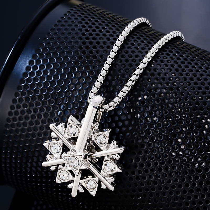 Wholesale Simple Style Snowflake Stainless Steel Alloy Titanium Steel Plating Inlay Zircon Necklace Pendant display picture 1