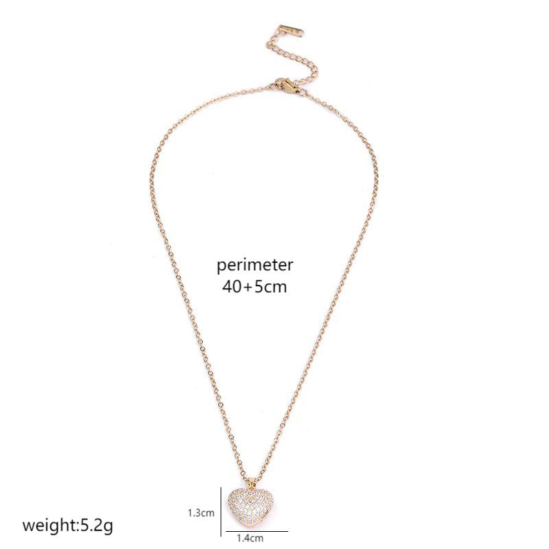 Wholesale Luxurious Streetwear Heart Shape Stainless Steel Copper Plating Inlay Zircon Pendant Necklace display picture 3