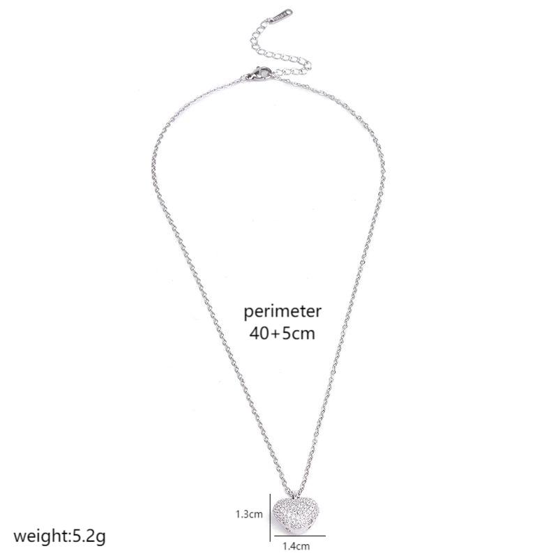 Wholesale Luxurious Streetwear Heart Shape Stainless Steel Copper Plating Inlay Zircon Pendant Necklace display picture 2