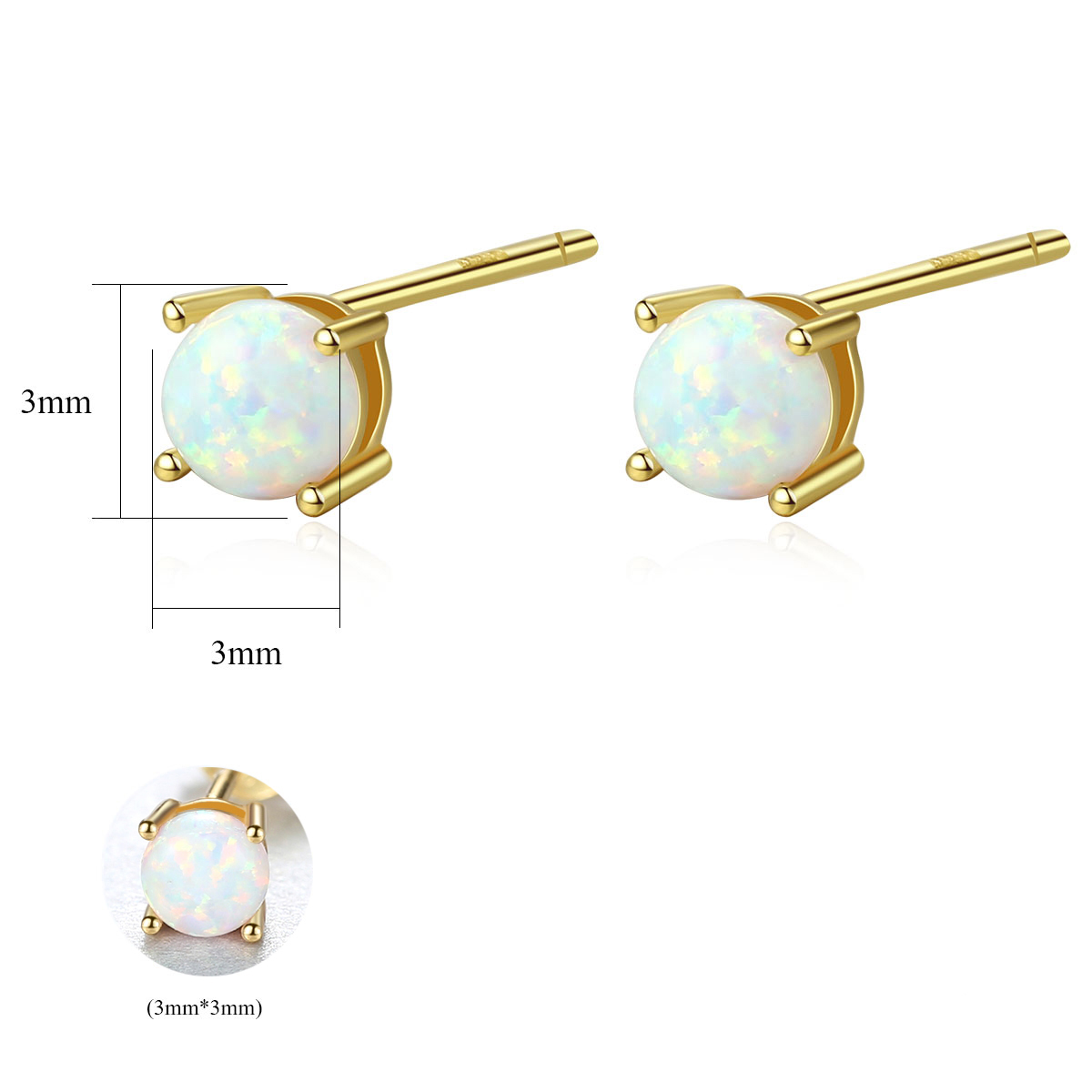 1 Pair Elegant Simple Style Round Solid Color Plating Sterling Silver Ear Studs display picture 1