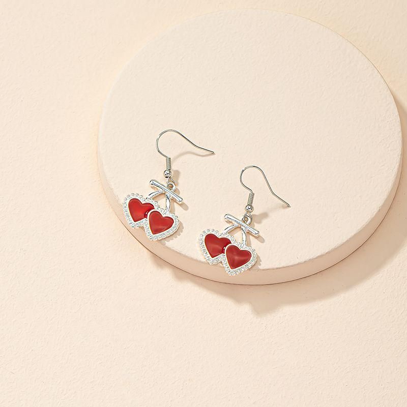 1 Pair Cute Sweet Heart Shape Alloy Drop Earrings display picture 2