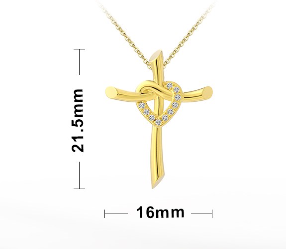 Simple Style Classic Style Cross Heart Shape Sterling Silver Polishing Plating Inlay Zircon 14k Gold Plated White Gold Plated Pendant Necklace display picture 6