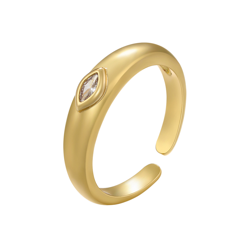 Simple Style Horse Eye Copper Plating Inlay Zircon 18k Gold Plated Open Rings display picture 2