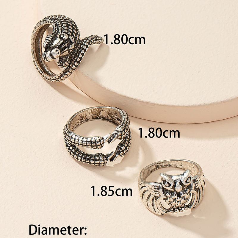 Hip-hop Punk Cool Style Owl Alloy Unisex Open Rings display picture 3