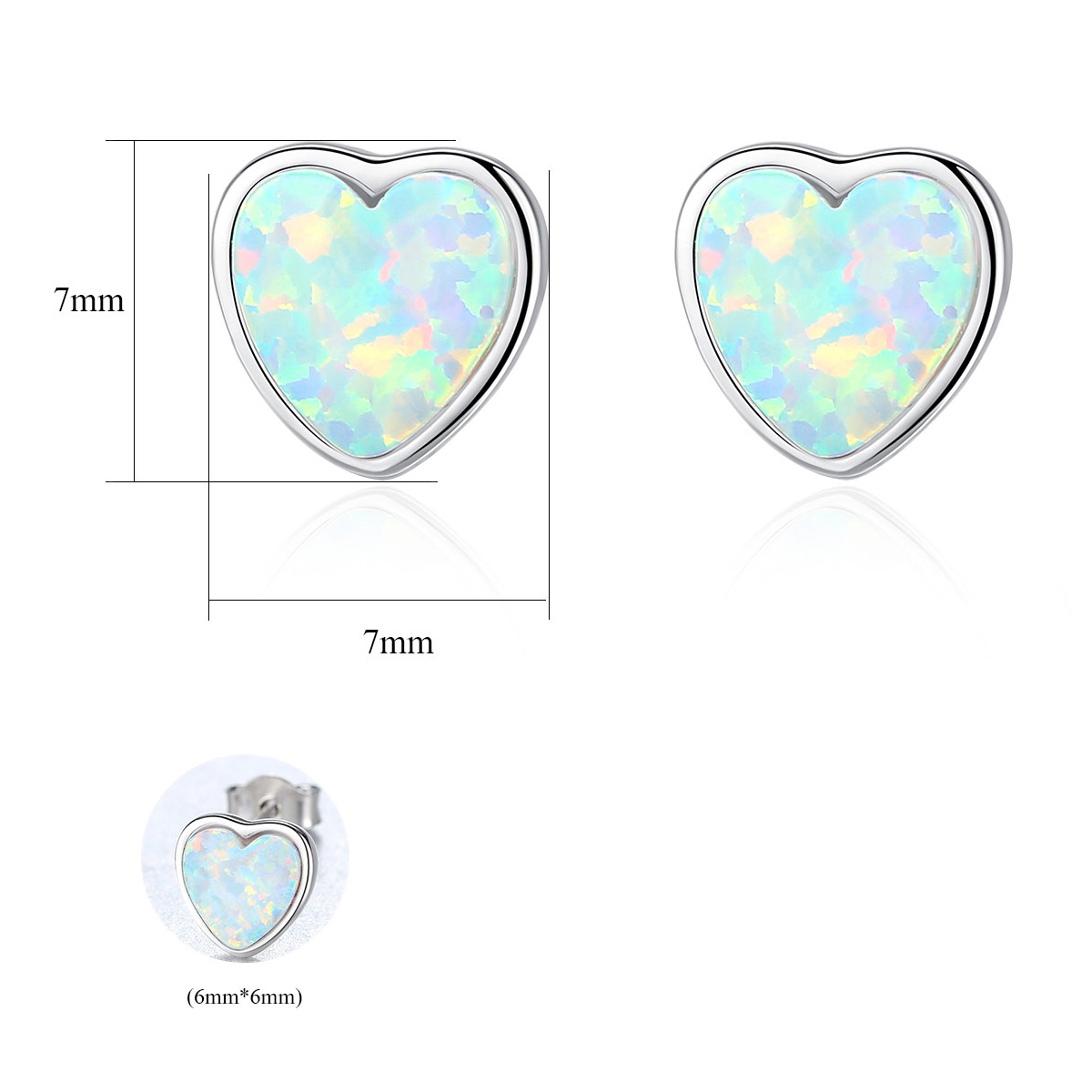 1 زوج أنيق أسلوب بسيط شكل القلب تصفيح الفضة الاسترليني ترصيع الأذن display picture 2