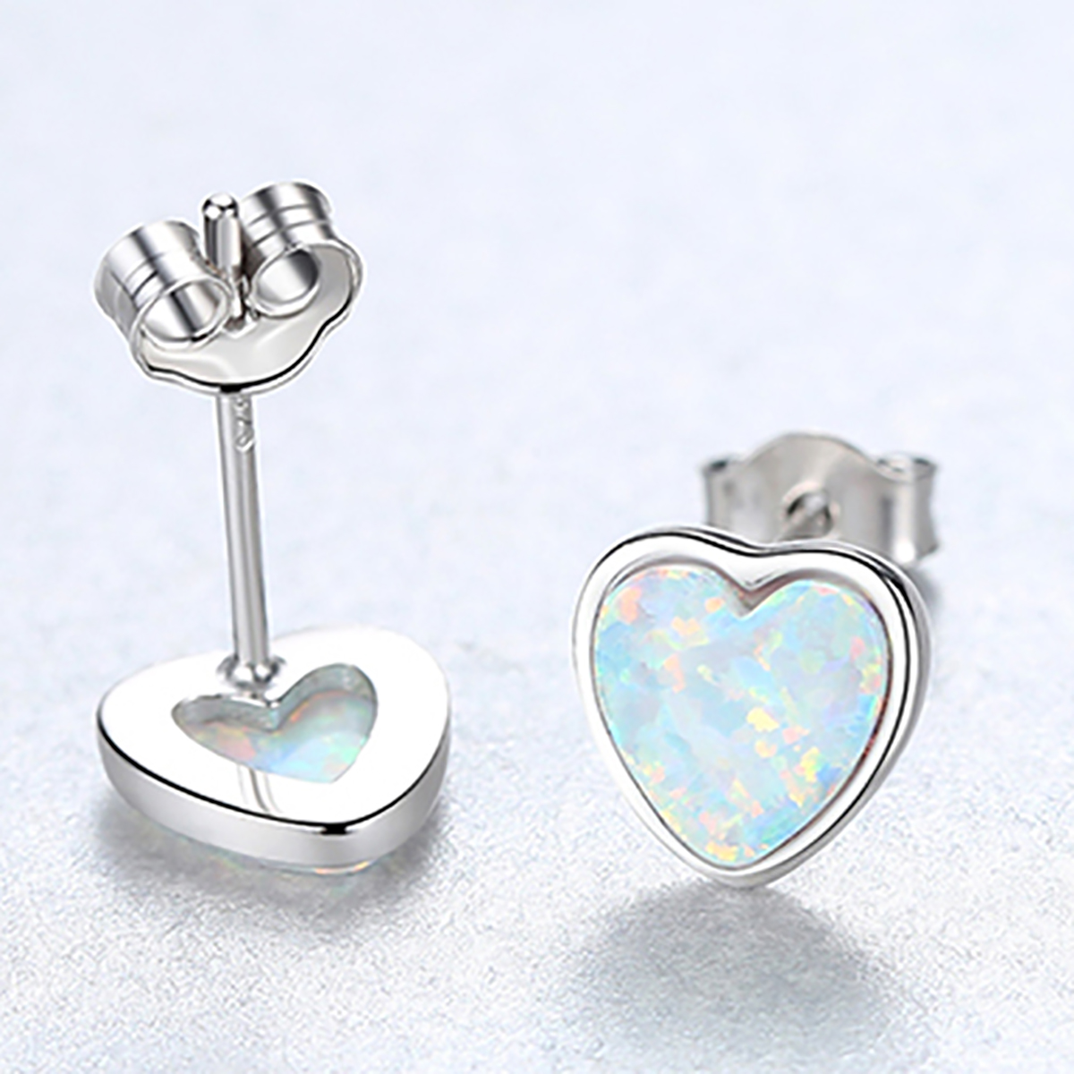 1 Pair Elegant Simple Style Heart Shape Plating Sterling Silver Ear Studs display picture 4