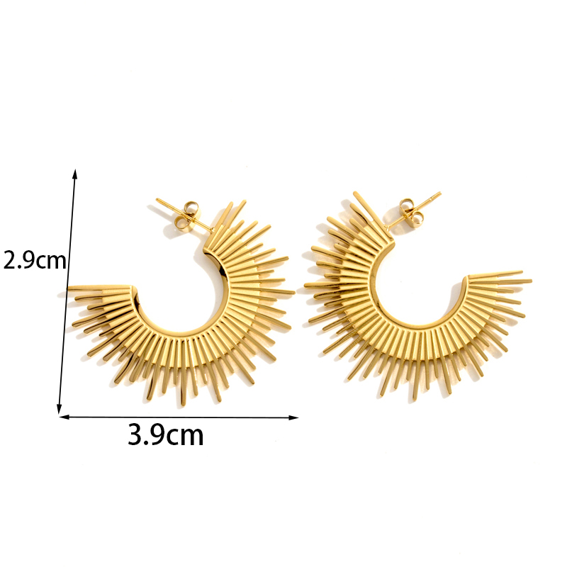 1 Pair Simple Style Irregular Solid Color Plating Stainless Steel 18k Gold Plated Hoop Earrings display picture 1