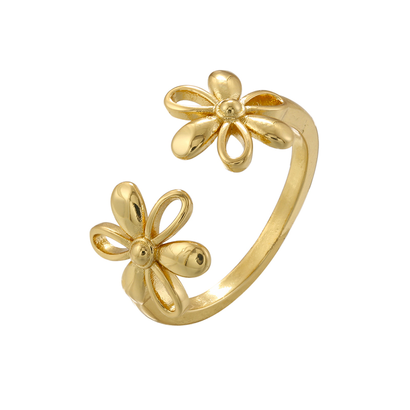 Casual Simple Style Classic Style Heart Shape Petal Snake Copper Plating Hollow Out Inlay Artificial Pearls Zircon 18k Gold Plated Open Rings display picture 5