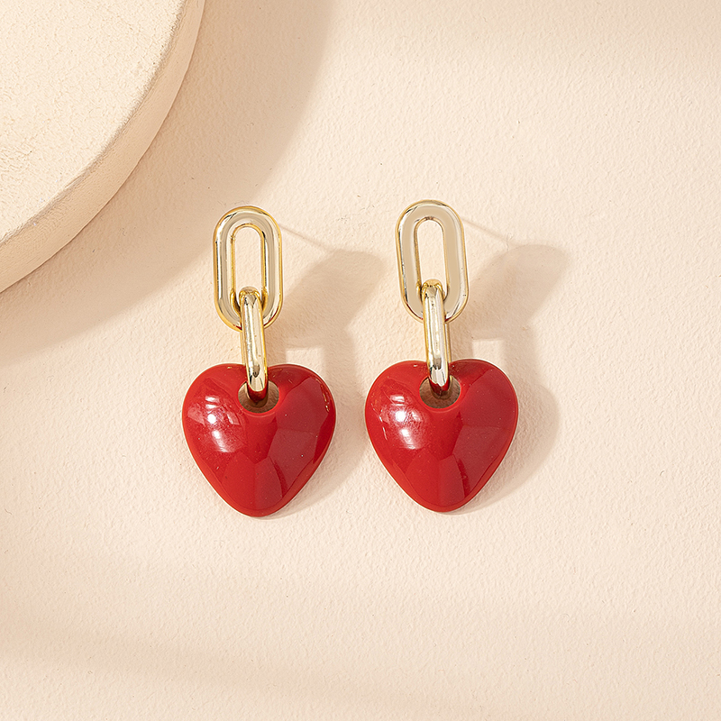 1 Pair Cute Sweet Heart Shape Plastic Drop Earrings display picture 5