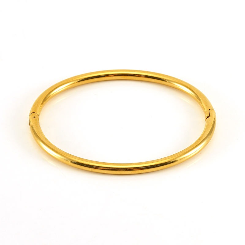 Simple Style Solid Color Stainless Steel 18K Gold Plated Titanium Steel Bangle In Bulk display picture 1