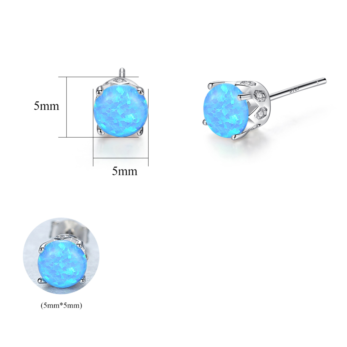 1 Pair Elegant Simple Style Round Solid Color Plating Sterling Silver Ear Studs display picture 1