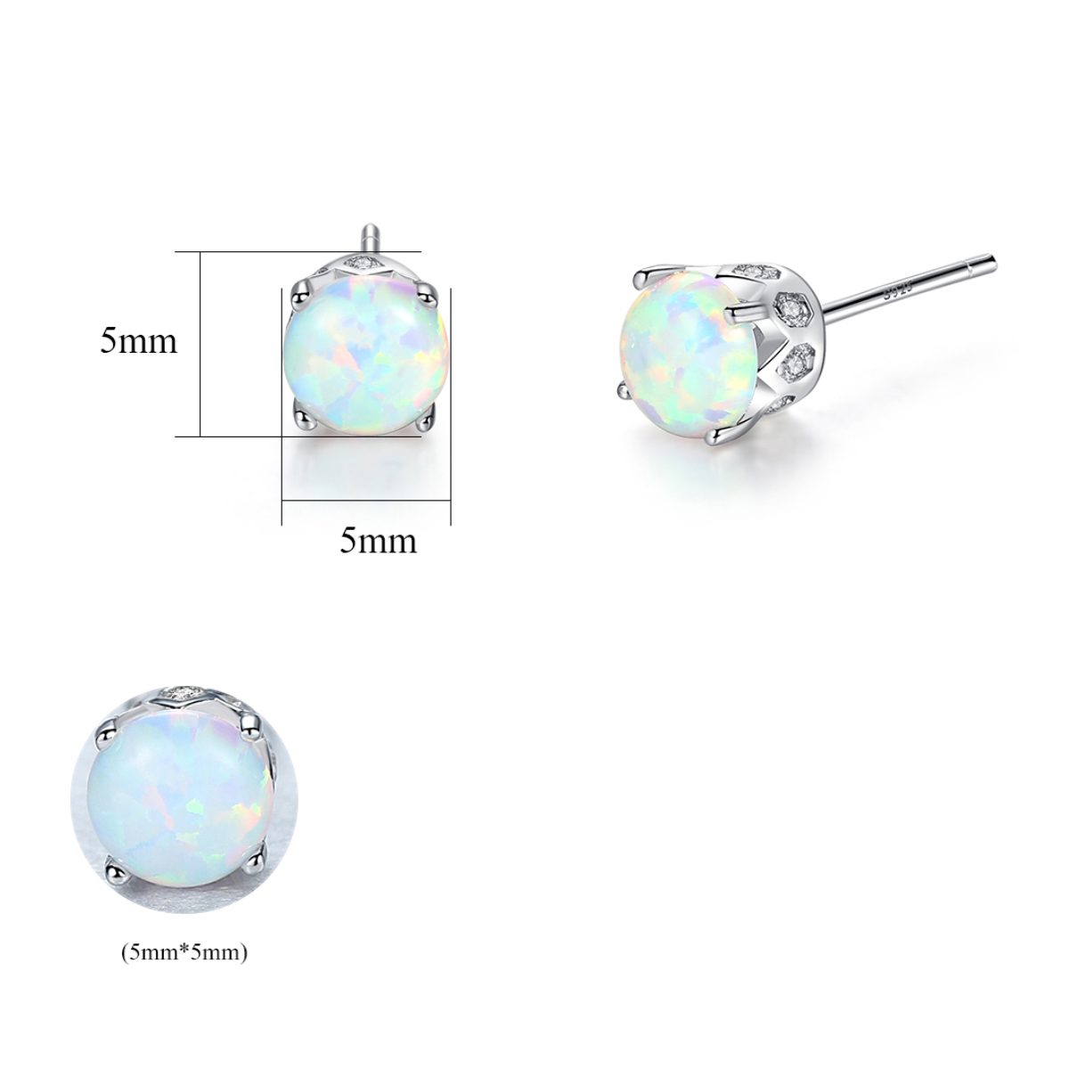 1 Pair Elegant Simple Style Round Solid Color Plating Sterling Silver Ear Studs display picture 2