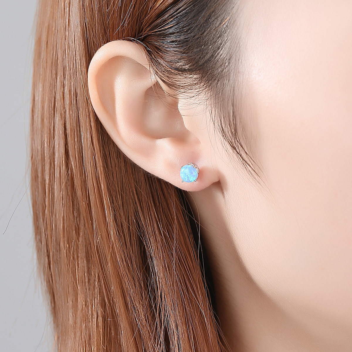 1 Pair Elegant Simple Style Round Solid Color Plating Sterling Silver Ear Studs display picture 6