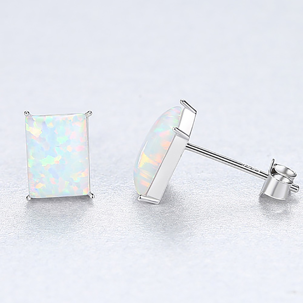 1 Pair Elegant Simple Style Square Solid Color Plating Sterling Silver Ear Studs display picture 1
